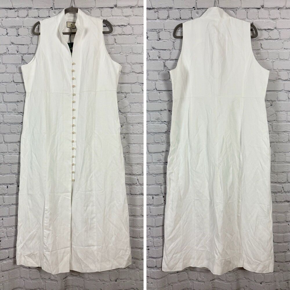Tuckernuck White Leighton Sleeveless Linen Midi Dress Button Front NWT - Picture 6 of 15